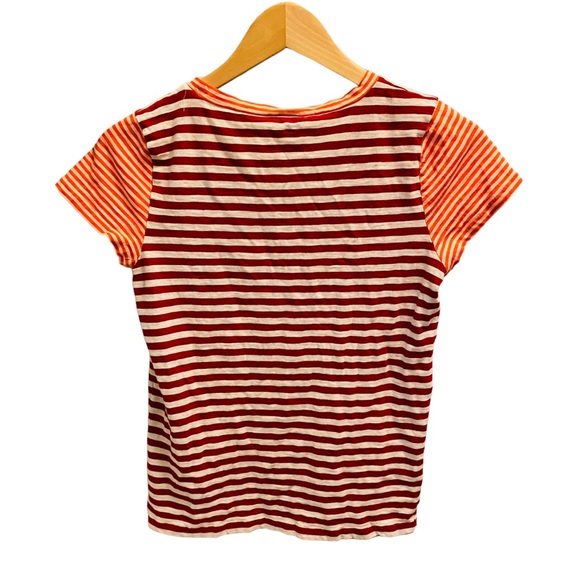 ⭐️ J. Crew Red & Orange Striped Contrast Tee - Picture 2 of 3